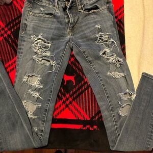 American Eagle Outfitters Ripped Blue Skinny Jeans